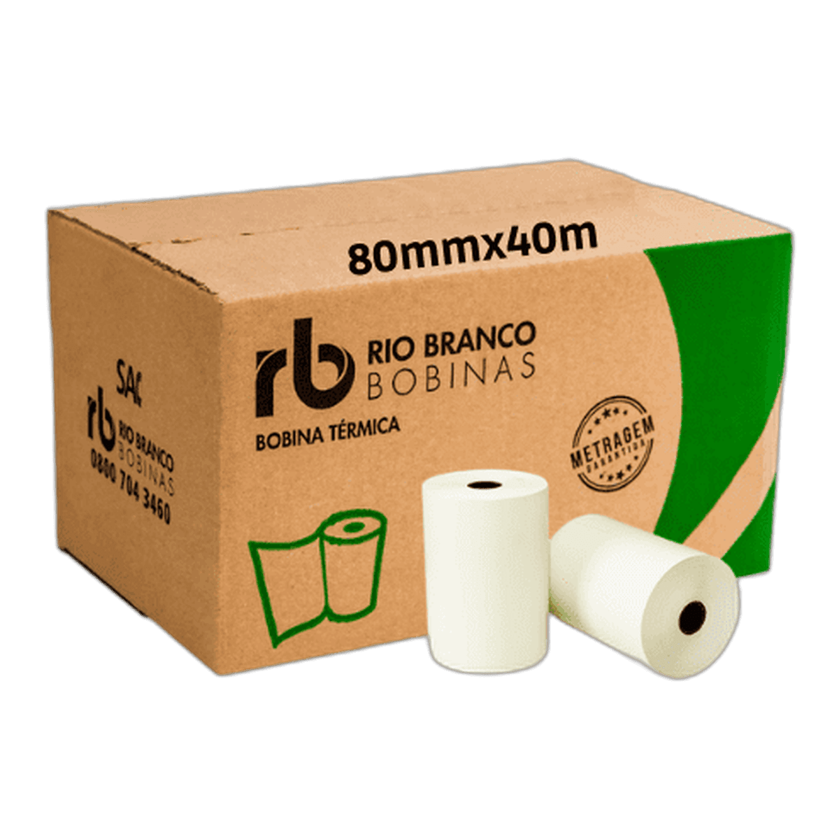 BOBINA TÉRMICA BRANCA 80X40M COM 30
