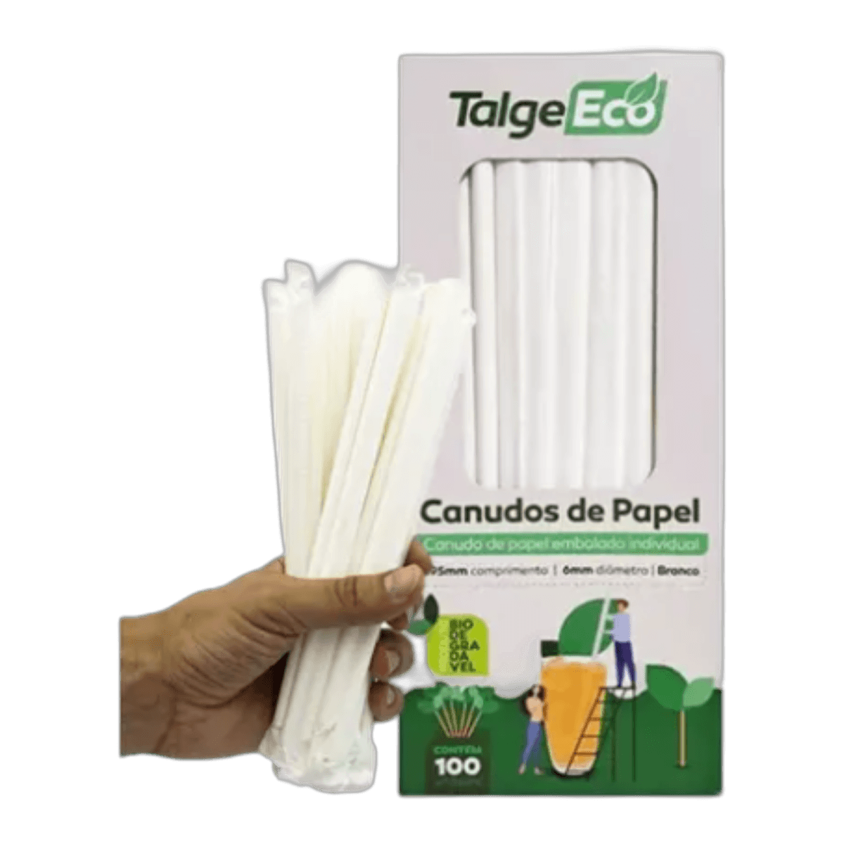 CANUDO DE PAPEL BIODEGRADÁVEL 0,6MM COM 100 TALGE