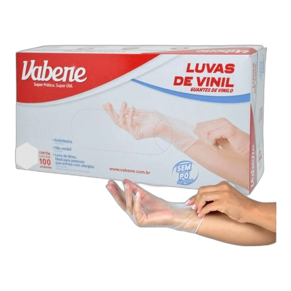 LUVA DE VINIL TAM G SEM PÓ INDUSTRIAL COM 100 VABENE