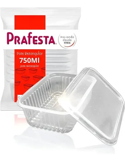 POTE RETANGULAR 750ML COM 6X24 PRAFESTA