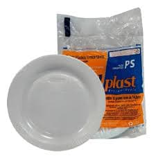 PRATO DESCARTÁVEL 15CM RASO COM 10 TOTAL PLAST