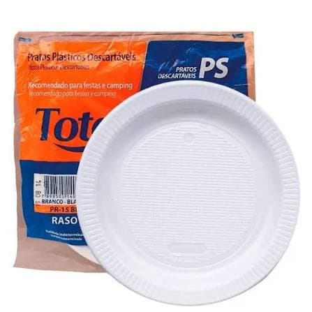 PRATO DESCARTÁVEL 21CM RASO COM 10 TOTAL PLAST