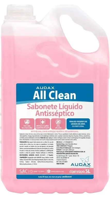 SABONETE LÍQUIDO ANTISSÉPTICO 5LTS ALL CLEAN AUDAX