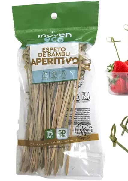 ESPETO DE BAMBU APERITIVO 15CM COM 50 INOVEM ECO