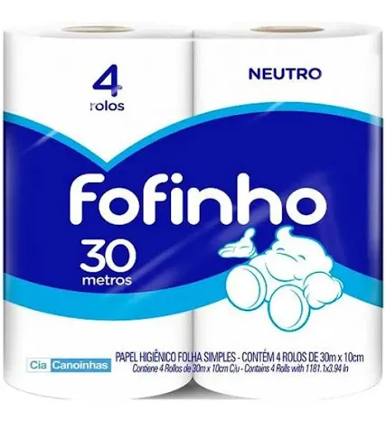 PAPEL HIGIÊNICO FOLHA SIMPLES COM 4X30M FOFINHO