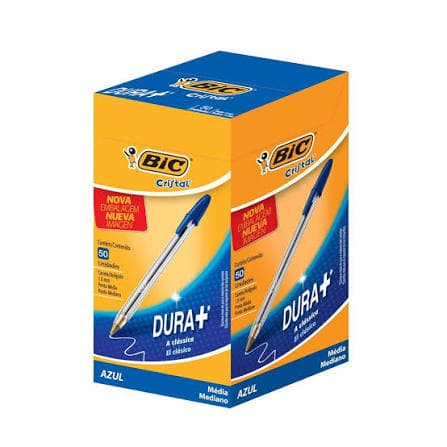 CANETA BIC CRISTAL 1.0MM CX COM 50 AZUL