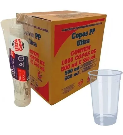 COPO PP DESCARTÁVEL 500ML CX COM 20X50 ULTRA