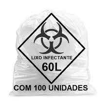 SACO DE LIXO INFECTANTE 60LTS COM 100